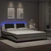 Image de vidaXL Cadre de Lit avec Lumières LED, Lit Double avec Coussin de Tête de Lit, Lit Adulte de Chambre, Moderne, Blanc Noir 3214130