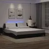 Image de vidaXL Cadre de Lit avec Lumières LED, Lit Rembourré, Lit Double, Lit Adulte de Chambre à Coucher Intérieur, Moderne, Noir Blanc 200x200 cm Similicuir