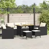 Image de vidaXL Salon de jardin 6 pcs avec coussins noir résine tressée 3213556
