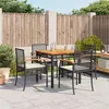 Image de Salon de jardin Vidaxl rotin noir 5 pieces 80.0 x 80 x 75