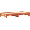 Image de Lit gigogne vidaxl 205.5 x 185 x 30 cm en cire sommier a lattes pour 2 personnes de couleur
