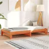 Image de Lit gigogne vidaxl 205.5 x 165 x 30 cm en cire sommier a lattes pour 2 personnes de couleur
