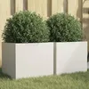 Image de vidaXL Jardinières 2 pcs, Bacs à Fleurs, Pots de Plantes, Boîtes à Fleurs, Jardinières Surélevées de Jardin Terrasse, Blanc 841538