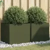 Image de Jardinières 2 pcs vert olive 49x47x46 cm acier