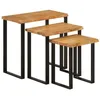 Image de vidaXL Tables Gigognes 3 pcs avec Bord Vivant, Bout de Canapé avec Pied, Table d'Appoint, Meuble de Salon Salle de Séjour, 372760