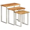 Image de vidaXL Tables Gigognes 3 pcs avec Bord Vivant, Bout de Canapé avec Pied, Table d'Appoint, Meuble de Salon Salle de Séjour, 372761