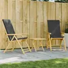 Image de vidaXL Ensemble de bistro pliante 3 pcs et coussins gris foncé bambou, ensemble de bistro de jardin, ensemble de balcon, 3208932