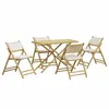 Image de vidaXL Ensemble de bistro pliante 5 pcs et coussins blanc crème bambou, ensemble de bistro de jardin, ensemble de balcon, 3208935
