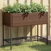 Image de vidaXL Plantenbakken met schap 2 st 90x40x75 poly rattan bruin3210508