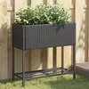 Image de vidaXL Plantenbakken met schap 2 st 70x28x70 poly rattan zwart3210510