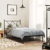 Image de Cadre de lit métal sans matelas avec tête de lit noir 90x190 cm