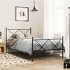Image de vidaXL Bedframe met hoofd- en voeteneinde metaal zwart 100x190 cm376514