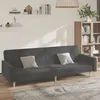 Image de vidaXL Canapé-lit à 2 places gris foncé tissu