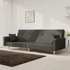 Image de vidaXL Canapé-lit à 2 places avec deux oreillers Gris foncé Tissu