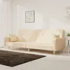 Image de vidaXL Canapé-lit à 2 places avec deux oreillers crème tissu