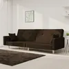 Image de vidaXL Canapé-lit à 2 places avec deux oreillers marron foncé tissu