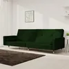 Image de vidaXL Canapé-lit à 2 places avec deux oreillers Vert foncé Velours