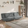Image de vidaXL Canapé-lit à 2 places avec deux oreillers Gris foncé Tissu