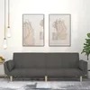 Image de vidaXL Canapé-lit à 2 places avec deux oreillers Gris foncé Tissu