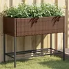 Image de Jardinière avec étagère marron résine tressée