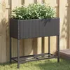 Image de vidaXL Plantenbak met schap poly rattan zwart366387