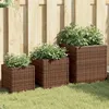 Image de Jardinières d extérieur 3 pcs marron résine tressée