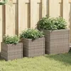 Image de vidaXL Plantenbakken 3 st poly rattan grijs366397