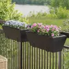 Image de vidaXL Jardinières avec crochets 2 pcs noir résine tressée, jardinière de jardin, jardinière de patio, boîte à plantes, 366398