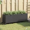 Image de vidaXL Jardinière avec roulettes et 3 pots noir 107x32x38 cm rotin, jardinière d'extérieur, bac à fleurs, bac à tomates, jardinière de terrasse