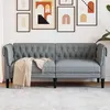Image de vidaXL Canapé Chesterfield 2 places gris clair tissu
