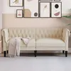 Image de vidaXL Canapé Chesterfield 2 places crème tissu