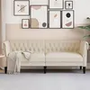 Image de vidaXL Canapé Chesterfield 3 places crème tissu