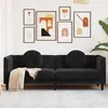 Image de Canape droit vidaxl 3 places en velours noir 77 x 193.5 x 70 cm