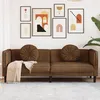Image de Canape droit en.casa 3 places en simili-cuir marron 77 x 193.5 x 70 cm