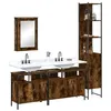 Image de vidaXL Ensemble de meubles de salle de bain 4 pcs Chêne fumé Bois, armoire de salle de bain, armoire de bain, meuble-lavabo 3214807