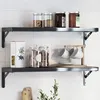 Image de vidaXL Supports d'étagères 4 pcs 20x2,5x14 cm noir acier inoxydable, support mural, support d'étagère mural,, support 30302