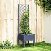 Image de vidaXL Jardinière avec Treillis, Bac à Fleurs, Pot à Plantes, Boîte à Fleurs Jardin Terrasse Patio Extérieur, Bleu Gris 367916