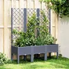 Image de vidaXL Jardinière avec Treillis, Bac à Fleurs, Pot à Plantes, Boîte à Fleurs Jardin Terrasse Patio Extérieur, Bleu Gris 367926