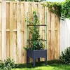 Image de vidaXL Jardinière avec Treillis, Bac à Fleurs, Pot à Plantes, Boîte à Fleurs Jardin Terrasse Patio Extérieur, Bleu Gris 367946
