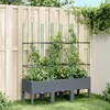 Image de vidaXL Jardinière avec Treillis, Bac à Fleurs, Pot à Plantes, Boîte à Fleurs Jardin Terrasse Patio Extérieur, Bleu Gris 367956