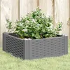 Image de vidaXL Jardinière avec piquets gris clair 42,5x42,5x28,5 cm PP, bac à fleurs, support de jardinière, support de fleurs, bac 368003