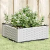 Image de vidaXL Jardinière avec piquets blanc 42,5x42,5x28,5 cm PP, bac à fleurs, support de jardinière, support de fleurs, bac à 368005