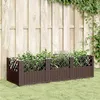 Image de vidaXL Jardinière avec piquets marron 123,5x43,5x43,5 cm PP, bac à fleurs, support de jardinière, support de fleurs, bac à 368016