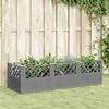 Image de vidaXL Jardinière avec piquets gris clair 123,5x43,5x43,5 cm PP, bac à fleurs, support de jardinière, support de fleurs, bac 368018