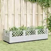 Image de vidaXL Jardinière avec piquets blanc 123,5x43,5x43,5 cm PP, bac à fleurs, support de jardinière, support de fleurs, bac à 368020