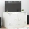 Image de vidaXL Meuble TV blanc 67x39x44 cm acier, banc TV, meuble télé, meuble multimédia, buffet TV, meuble hifi, centre de 841641