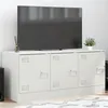 Image de vidaXL Meuble TV blanc 99x39x44 cm acier, banc TV, meuble télé, meuble multimédia, buffet TV, meuble hifi, centre de 841648