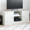 Image de vidaXL Meuble TV blanc 99x39x44 cm acier, banc TV, meuble télé, meuble multimédia, buffet TV, meuble hifi, centre de 841690