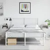 Image de vidaXL Tables de chevet 2 pcs blanc 34,5x39x62 cm acier, armoire, meubles de chambre à coucher, support de téléphone, 841774