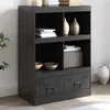 Image de vidaXL Buffet haut noir 67x39x95 cm acier, armoire, armoire de rangement, buffet haut, armoire latérale, armoire haute, 841799